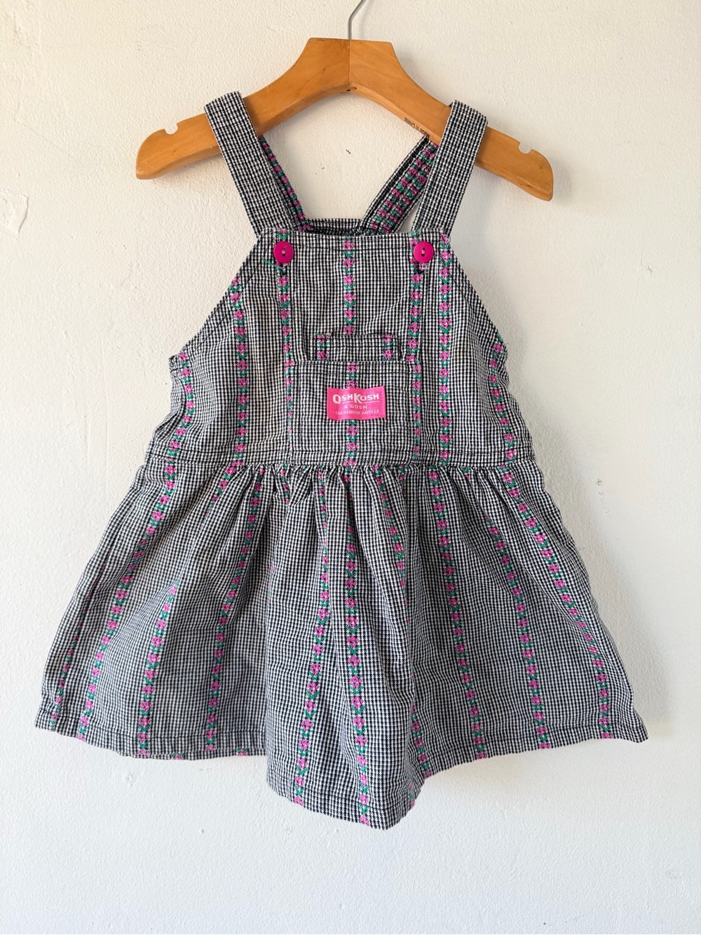OshKosh B'gosh  rare carrousel Black Gingham Overall Dress VTG y2k